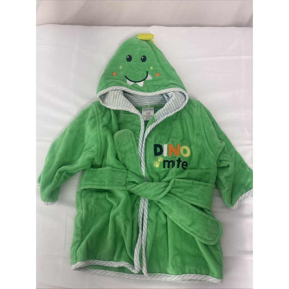 Okie Dokie Dinosaur Hooded Bath Robe With Spikes Baby Cotton NB-9 New No Tags